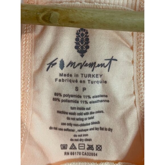 Free People Movement Peach Ribbed Racerback Crop Top S - Picture 7 of 13